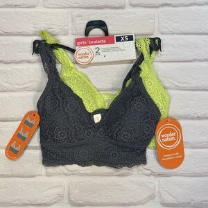 Girls Wonder Nation 2 Pack T-Shirt Bras Size XS 28 Yellow Gray